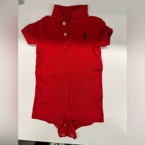 Polo Ralph Lauren 6M Baby Boys Cotton Short Sleeved Polo Shortall - Red